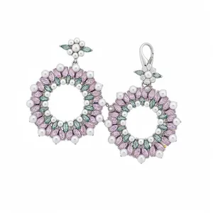 Elegant floral wreath zircon earrings with white pearls and 925 silver needles for women
