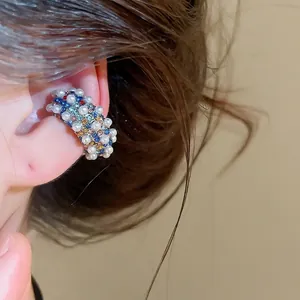 Vintage C-Shape Ear Cuff For Women Alloy Rhinestone Artificial Pearl Non-Pierced Clip Earrings Retro Fashion Jewelry Gift