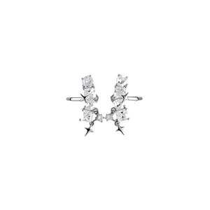 Sparkling cubic zirconia star ear clips with silver-tone finish for non-pierced ears