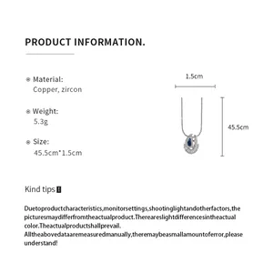 Spécifications détaillées de matériau et de taille pour l'élégant collier cygne en zircon