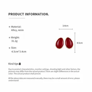 Dettagli su materiale, peso e dimensioni degli orecchini a goccia in resina rossa