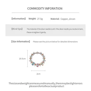 Detailed product specifications for vintage zircon floral bracelet with weight and dimensions.