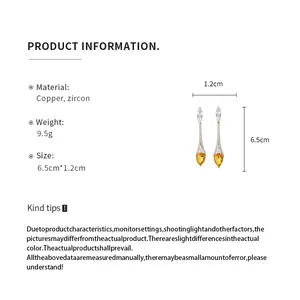 Fiche d'information produit pour boucles d'oreilles goutte en zircon plaquées or 18 carats