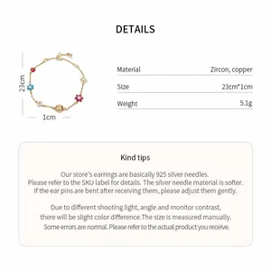 Detailed specifications for vintage zircon flower bracelet with size and weight info.