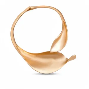 Artistic matte gold choker necklace with sculptural leaf design for high-end fashion.