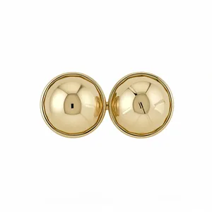 Klassieke minimalistische 14K vergulde gepolijste gouden bol oorknopjes voor dames sieraden
