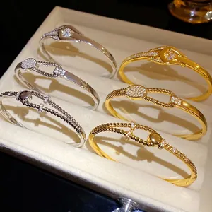 18K Gold Plattiert Zirkonia Gedreht Knoten Armreif Fashion Luxus Kupfer Armband Für Damen Schmuck Geschenk
