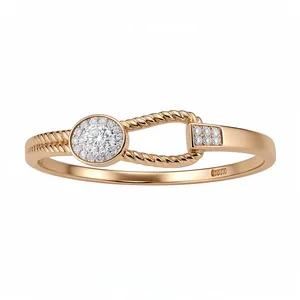 18K roségold beschichteter Armreif mit Kordel-Knoten und Zirkonia-Besatz.
