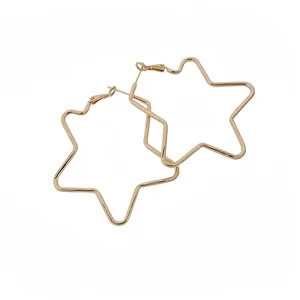 Elegant 18k gold plated oversized star hoop earrings for a minimalist and chic look