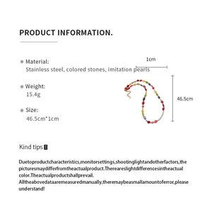 Product specifications for colorful beaded dopamine necklace with imitation pearls