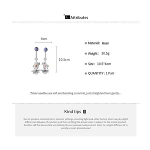 Detailed specifications and dimensions of resin carousel horse star drop earrings