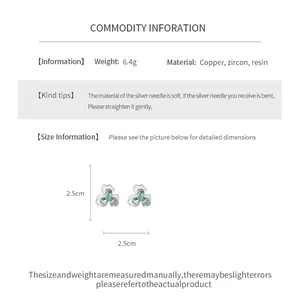Detailed dimensions and material info for zircon flower stud earrings, 2.5cm size