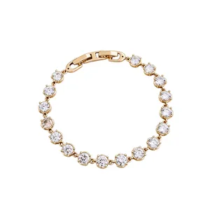 Elegantes 18 Karat vergoldetes Armband mit funkelnden runden Zirkoniasteinen