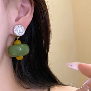 Elegant resin dangling earrings with S925 silver needle for a chic feminine look