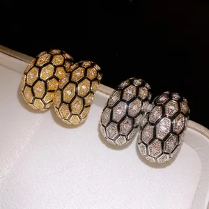 Luxe vintage 18k gold plated lattice stud earrings featuring brilliant cubic zirconia