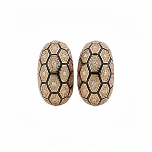 Elegant 18k gold plated earrings with honeycomb pattern and sparkling zircons