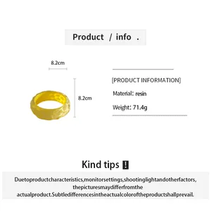 Detailed size and material info for yellow resin wrinkled bangle