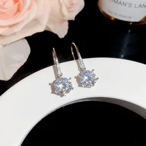 Elegant round zirconia ear hook earrings with minimalist luxury design for women