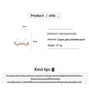 Technical specifications for Dopamine style heart earrings with glass flowers info