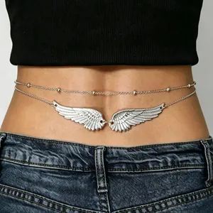 Double-layer silver angel wing body chain for beach bikini wear