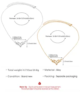 Detailed sizing and material specifications for angel wing beach body chain jewelry.