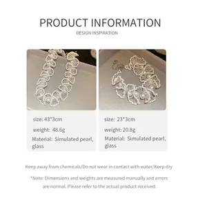 Produktdetails für handgefertigte Perlenkette und Armband Set mit Größenangaben.