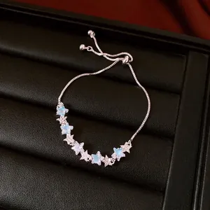 Bracelet ajustable en argent avec étoiles en zircon pour femme, bijou chic