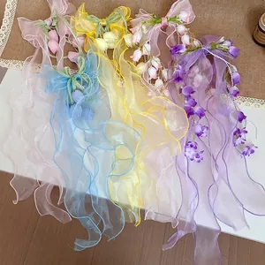 Dolce Mughetto Fiocco Mollette per Capelli da Donna Elegante Fatto a Mano in Organza Tessuto Floreale Forcina Moda