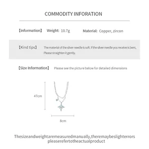 Detailed specifications and size chart for the double-layer zircon cross necklace