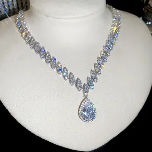 Luxury teardrop zircon necklace featuring marquise-cut stones and brilliant water drop pendant