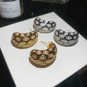 Vintage 18k gold plated zircon checkered earrings for a luxury aesthetic look.