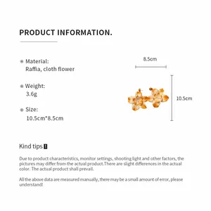 Product information detail for orange raffia and cloth flower seaside drop earrings