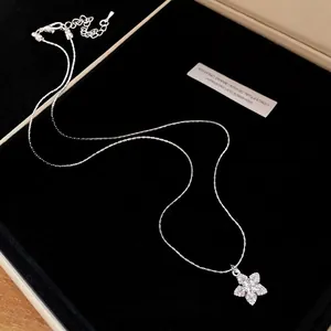 Minimalist silver necklace with shimmering zircon star pendant in premium black gift box