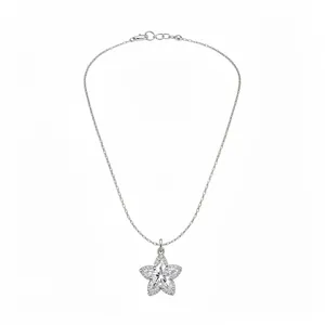 Elegant minimalist star pendant necklace with sparkling cubic zirconia on a dainty silver chain