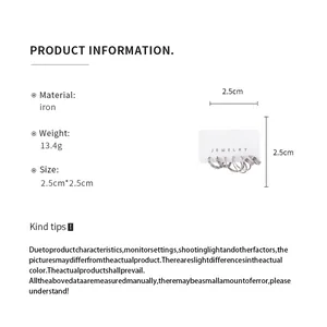 Product details for silver-colored hoop earring set with 2.5cm dimensions and iron material