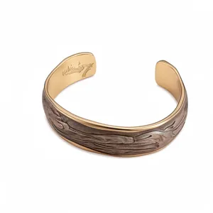 18K gold plated open bangle with retro brown wave dripping oil texture design for women