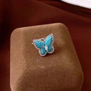 French Luxury Butterfly Ear Cuff Copper Zirconia Inlaid Non-Pierced Earring With 925 Sterling Silver Earring Post For Women Niche Fashion Jewelry