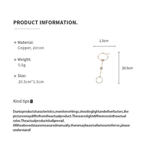 Detailed size and material specifications for 14K gold plated zircon flower hand chain