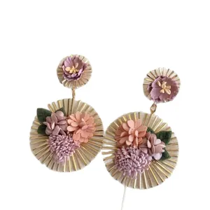 Pendientes de flores coloridos estilo dopamina para mujeres joyería de vacaciones playa