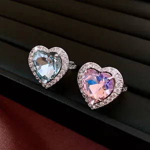 Elegant vintage heart-shaped open ring with micro-pave zircons in a luxury design style