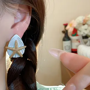 Exquisite Seestern-Muschel-Ohrstecker für eleganten sommerlichen Strandurlaub-Stil
