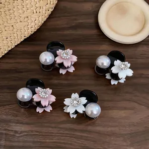 Small flower pearl rhinestone hair claw clips for sweet styling