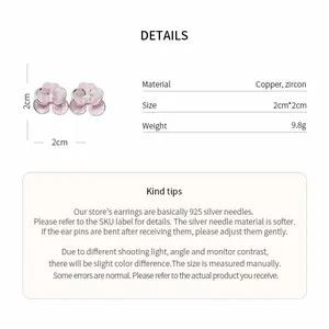 Technical detail view of elegant floral earrings with material specifications and weight info