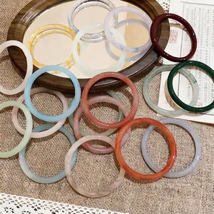 Elegant multi-color chalcedony bangles in a vintage Chinese style setting