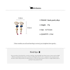 Technical detail sheet showing dimensions, weight and materials for pearl drop earrings