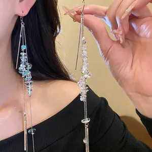Neuer Chinesischer Stil Lange Quaste Ohrhänger Für Damen Luxus Kupfer Eisen Stein Eingelegt Eleganter Ohrschmuck Party Schmuck Geschenk