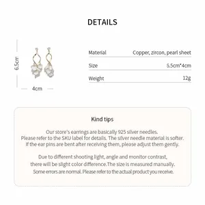 Detailed specifications of copper and zircon flower petal tassel earrings with 925 silver needles
