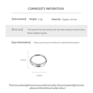 Detailed specifications of the retro zircon open ring with height and width measurements.