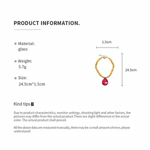 Collana vintage in perle di vetro con ciondolo a goccia rossa, dettagli e dimensioni