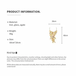 Vintage palace style gold fringe necklace with agate accents and metal details product info